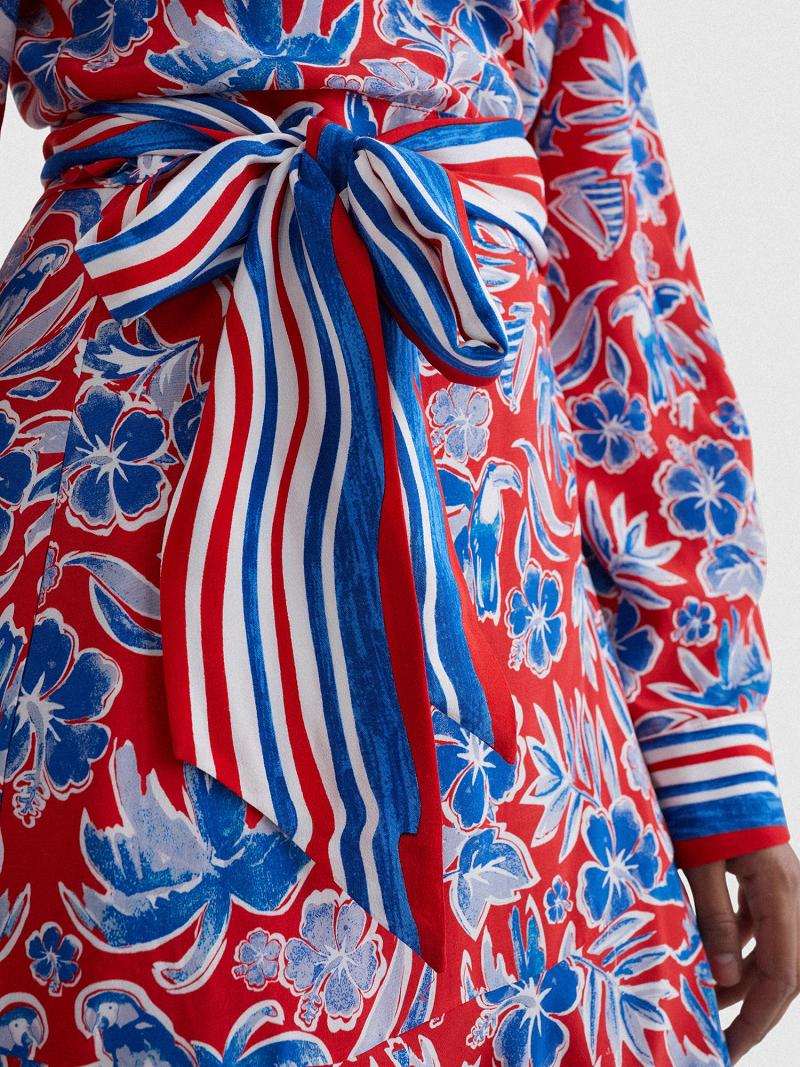 Női Tommy Hilfiger Floral Wrap Dresses Piros | HU 93BEX